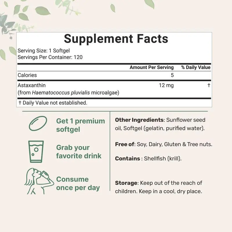astaxanthin suplement facts astaxanthin suplement facts